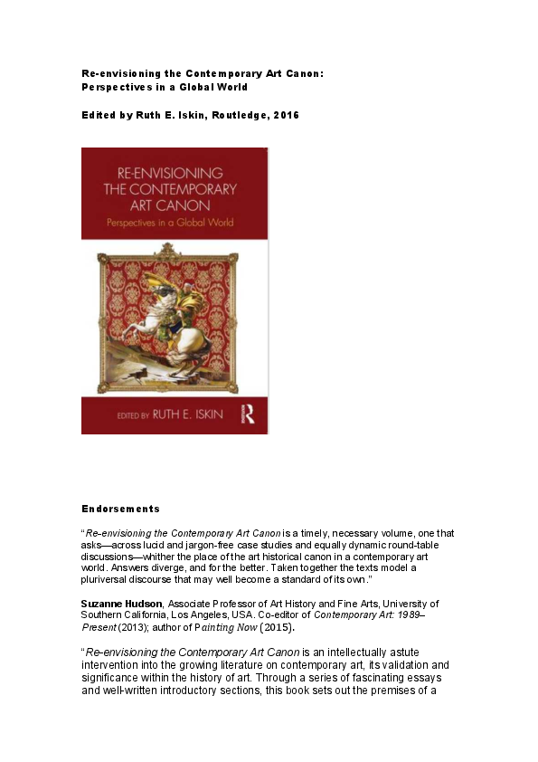 (PDF) Reenvisioning the Contemporary Art Canon Perspectives in a