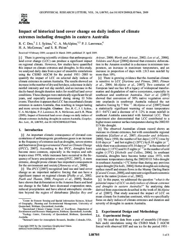 (PDF) Impact of historical land cover change on daily indices of ...
