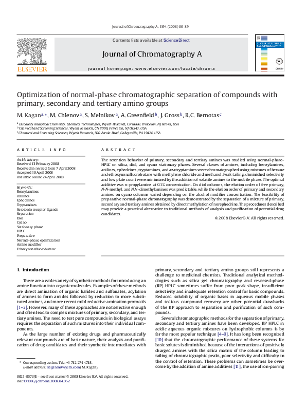 (PDF) Optimization of normal-phase chromatographic separation of ...