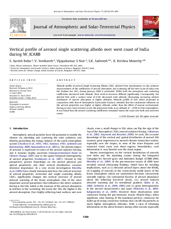 (PDF) Vertical profile of aerosol single scattering albedo over west ...