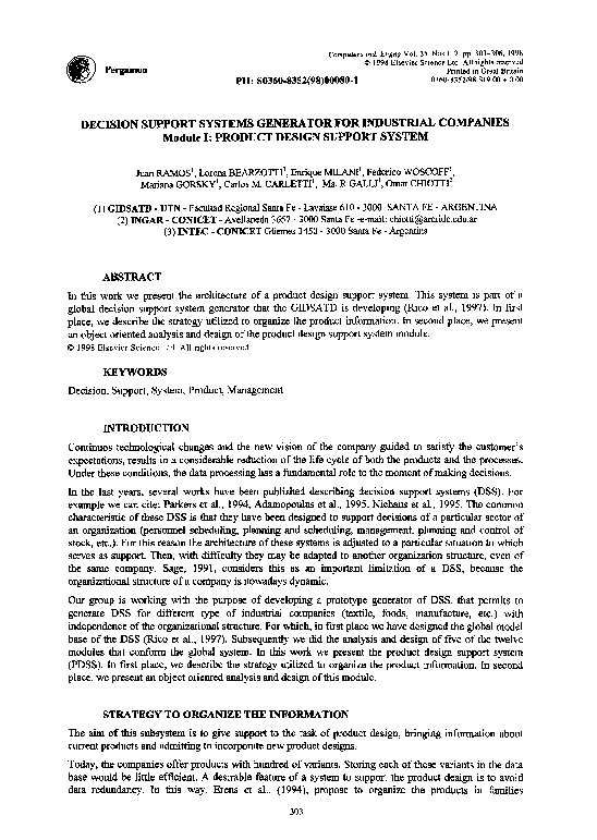 (PDF) Decision support systems generator for industrial companies ...