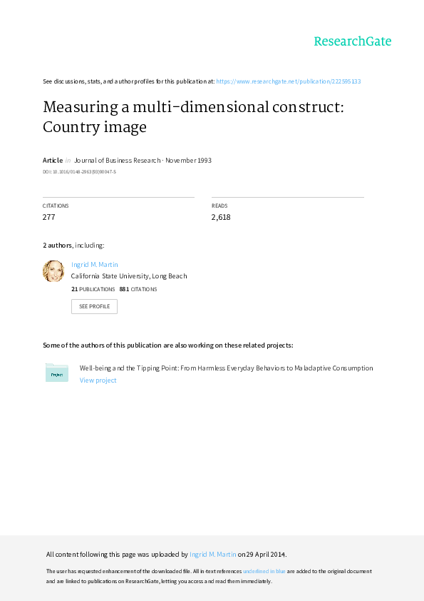 (PDF) Measuring a multidimensional construct Country image ain