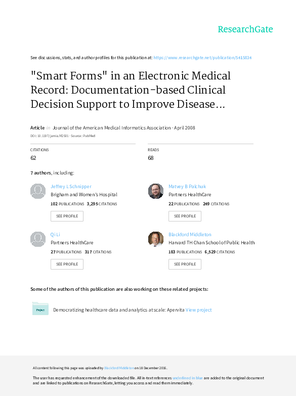 (PDF) Smart Forms" in an Electronic Medical Record documentationbased