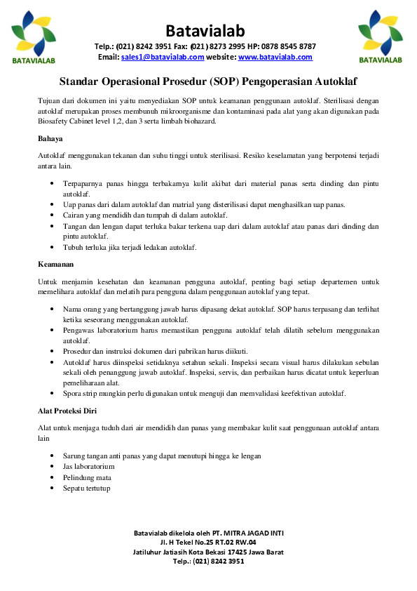 (PDF) SOP for Using Autoclave Batavialab Solution for Your Lab