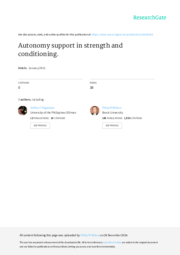 (PDF) Autonomy support in strength and conditioning