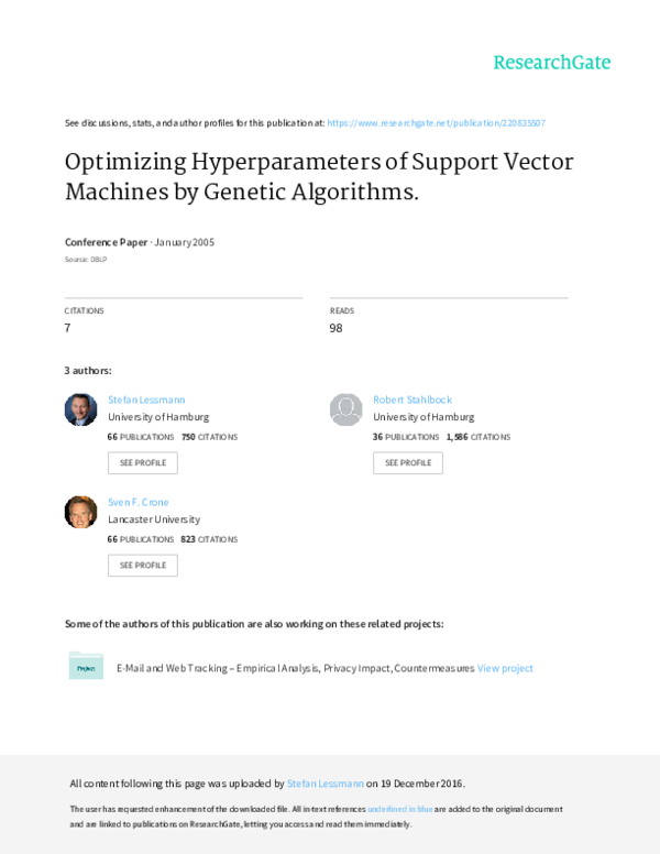 (PDF) Optimizing Hyperparameters of Support Vector Machines by Genetic ...