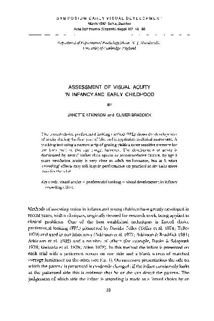 (PDF) Assessment of visual acuity in infancy and early childhood