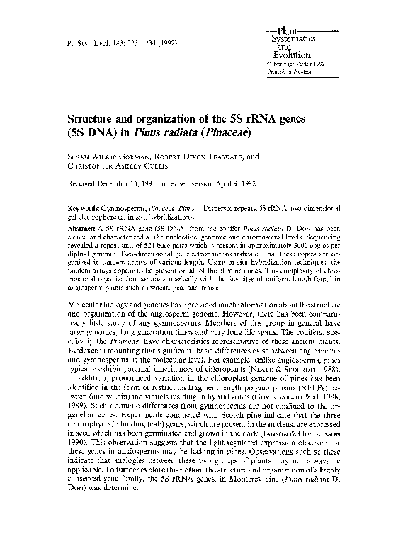 (PDF) Structure and organization of the 5S rRNA genes (5S DNA) inPinus ...