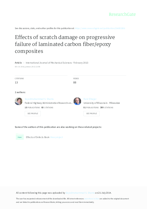 (PDF) Effects of scratch damage on progressive failure of laminated