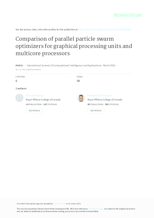 (PDF) Comparison of Parallel Particle Swarm Optimizers for Graphical ...