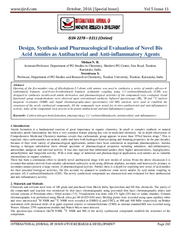 (PDF) Design, Synthesis and Pharmacological Evaluation of Novel Bisacid.pdf