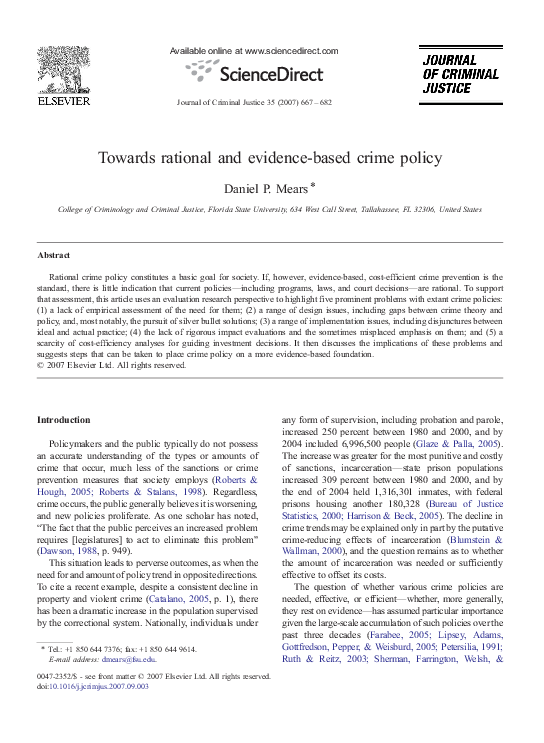 (PDF) Towards rational and evidence-based crime policy