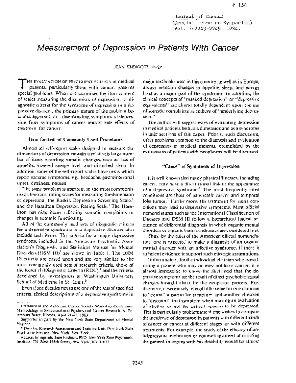 (PDF) Measurement of depression in patients with cancer