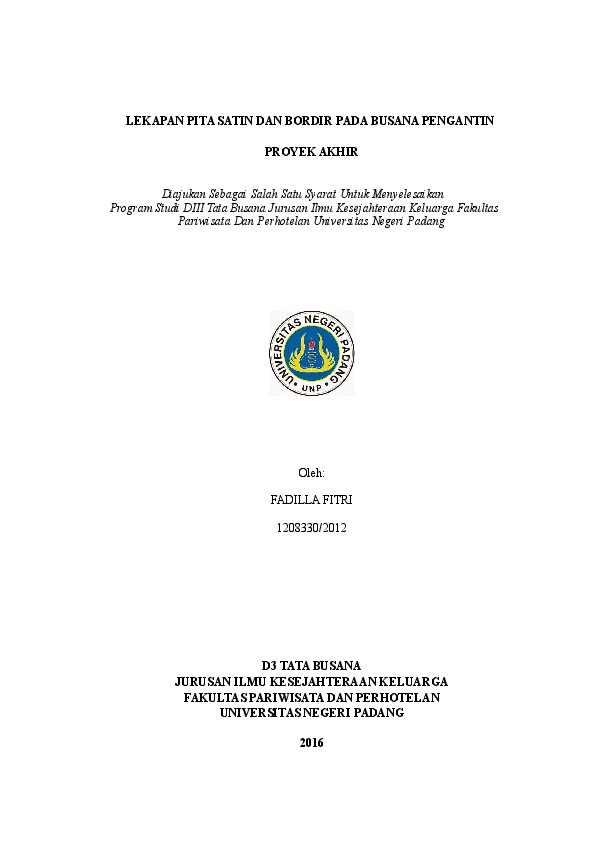 Contoh Laporan Tugas Akhir Tata Busana Nusagates