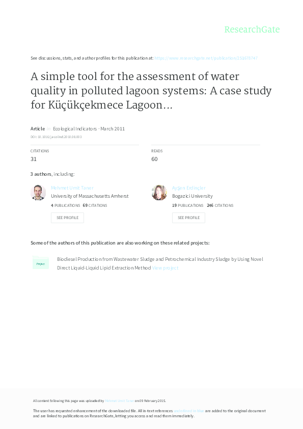 (PDF) A simple tool for the assessment of water quality in polluted ...
