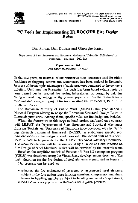 (PDF) PC tools for implementing eurocode fire design rules