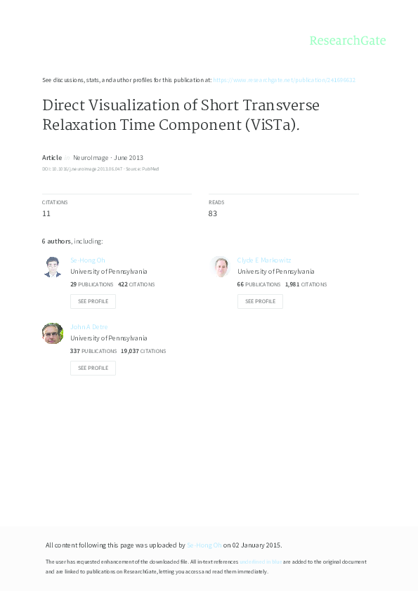 (PDF) Direct visualization of short transverse relaxation time ...
