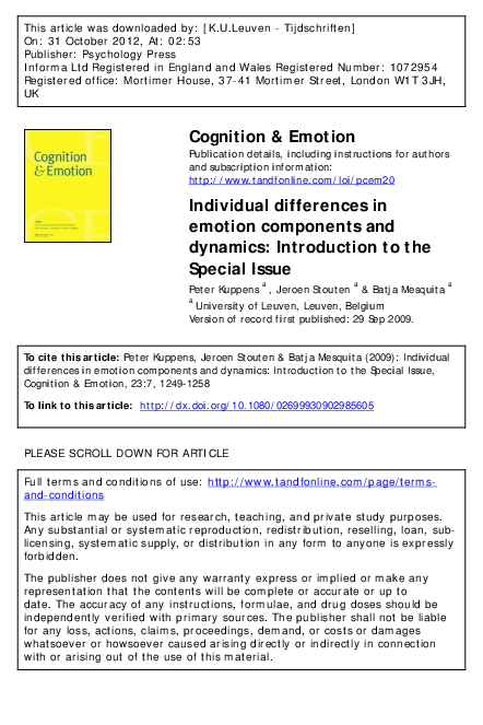 (PDF) Individual differences in emotion components and dynamics ...