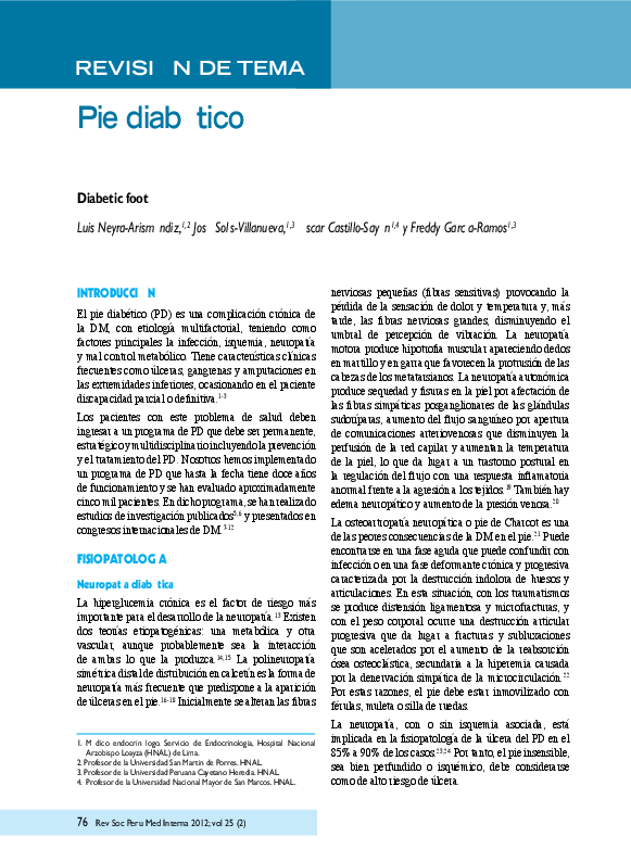 (PDF) Fisiopatologia del pie diabetico JOEL JAVIER VARGAS HERNANDEZ