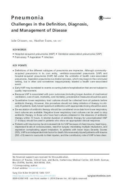 (PDF) Pneumonia Challenges in the Definition, Diagnosis, and Management ...