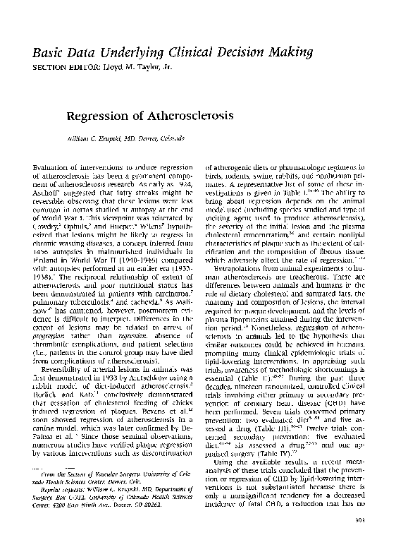 (PDF) Regression of atherosclerosis