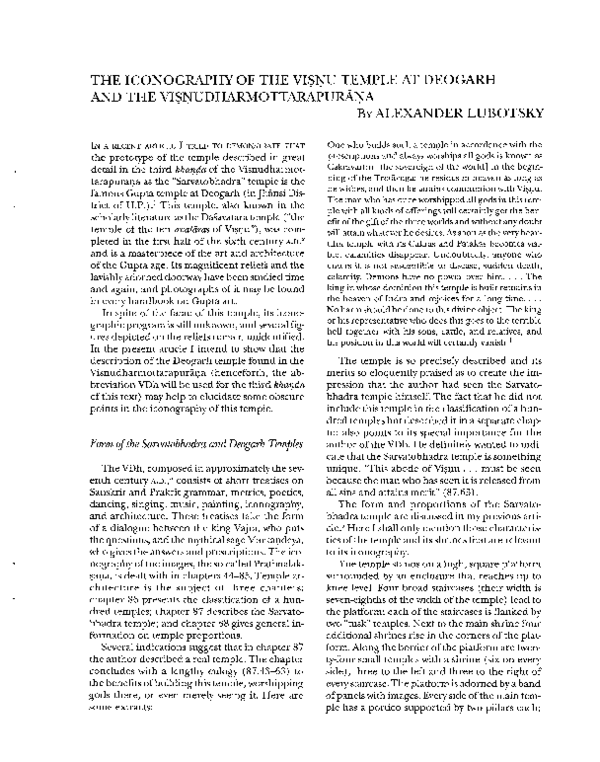 (PDF) The iconography of the Viṣṇu temple at Deogarh and the ...