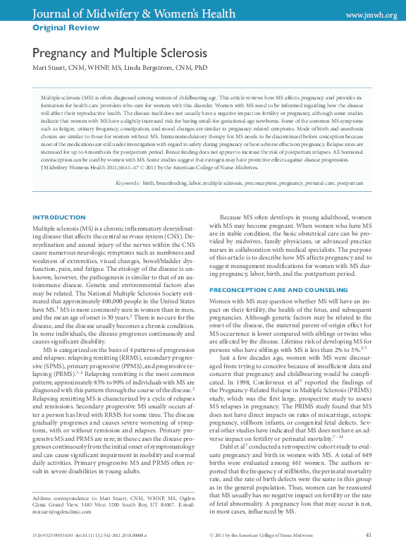 Image showcasing (PDF) Pregnancy and Multiple Sclerosis