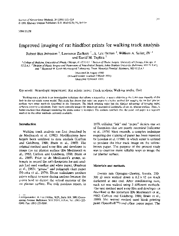 (PDF) Improved imaging of rat hindfoot prints for walking track analysis