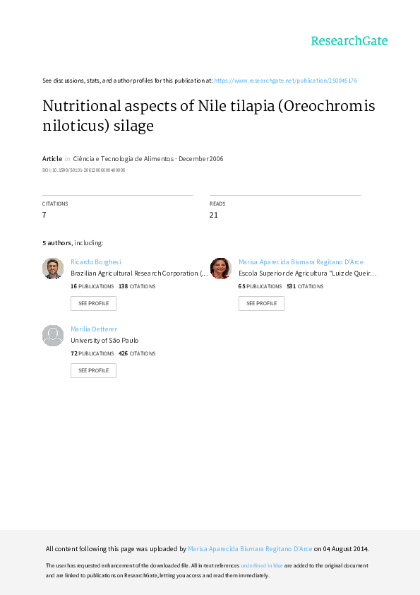 (PDF) Nutritional aspects of nile tilapia (Oreochromis niloticus