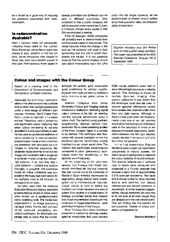 (PDF) Colour and images with the Colour Group