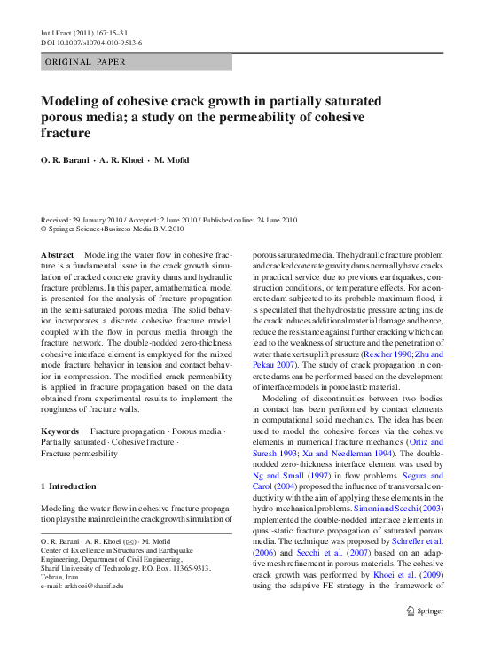 (PDF) Modeling of cohesive crack growth in partially saturated porous ...