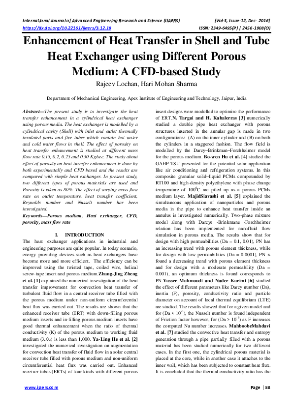 (PDF) Enhancement of Heat Transfer in Shell and Tube Heat Exchanger