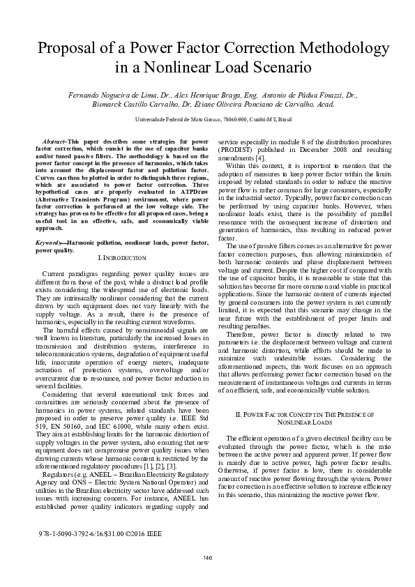 (PDF) Proposal of a Power Factor Correction Methodology in a