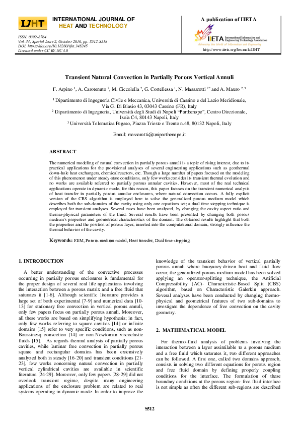 (PDF) Transient Natural Convection in Partially Porous Vertical Annuli