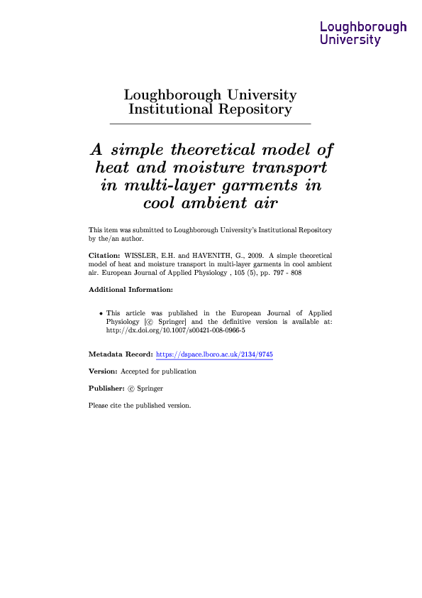 (PDF) A simple theoretical model of heat and moisture transport in ...