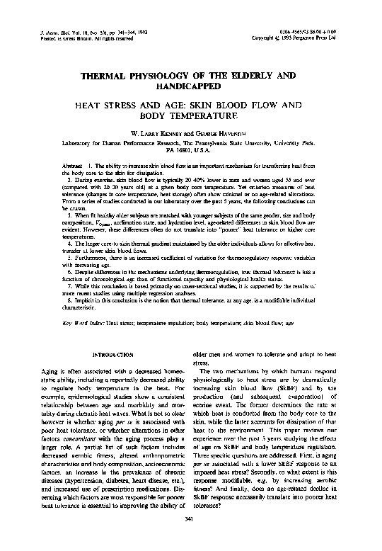 (PDF) Heat stress and age: skin blood flow and body temperature