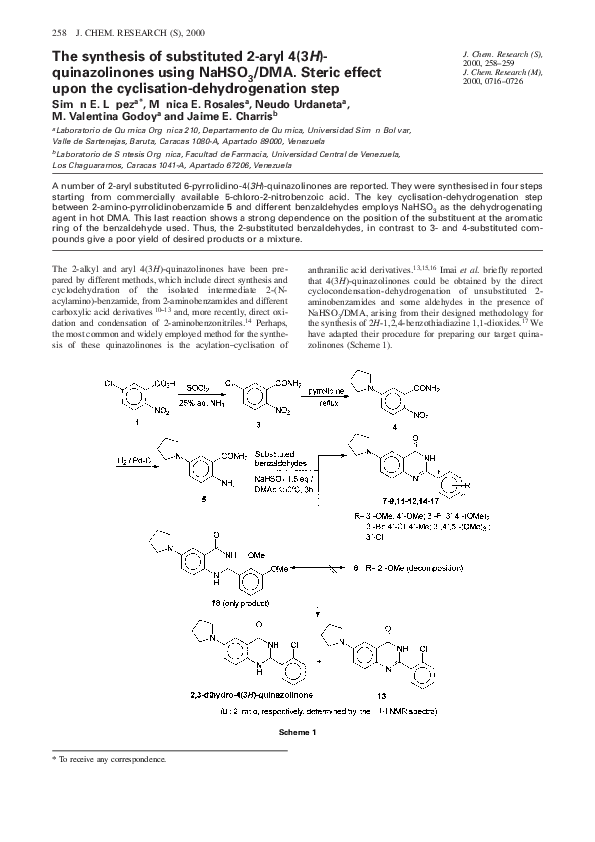 Synthesis substituted quinazolinones picture