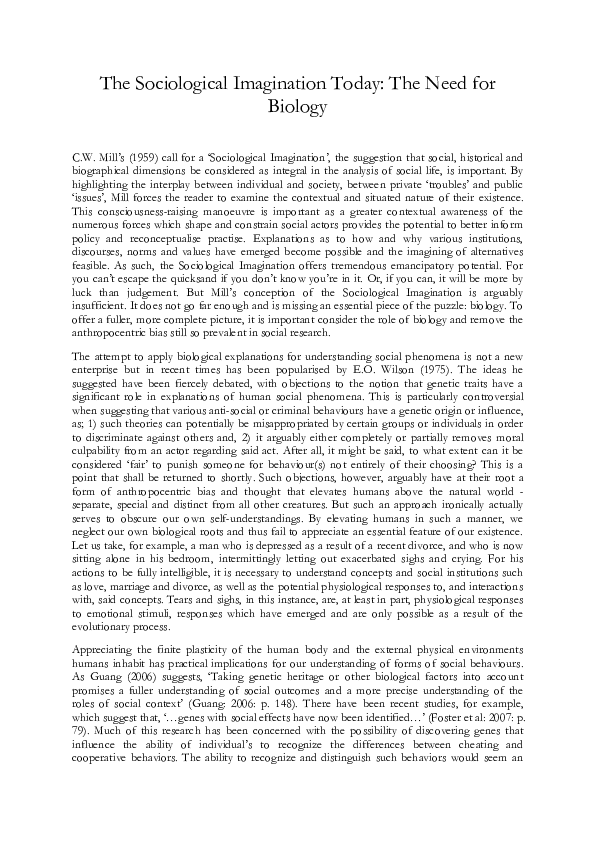 Applying the sociological imagination essay image