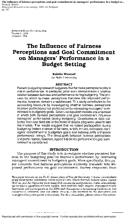 (PDF) The influence of fairness perceptions and goal commitment on ...
