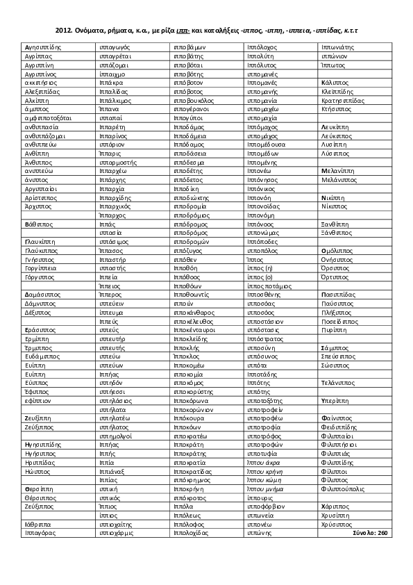 (PDF) 2012. Ancient Greek Names, Verbs, Adjectives, et al, Containing
