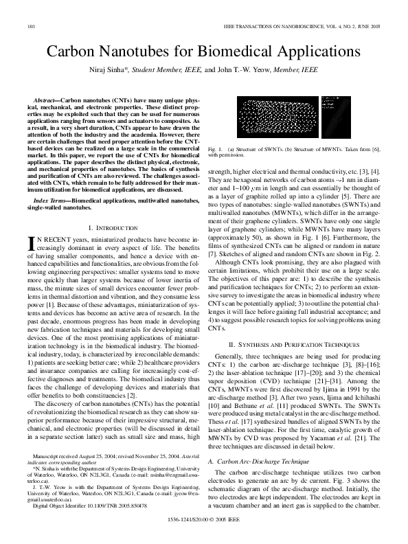 (PDF) Carbon Nanotubes for Biomedical Applications