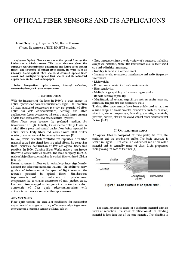 (DOC) OPTICAL FIBER SENSORS AND ITS APPLICATONS