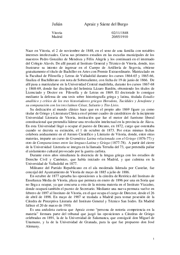 (PDF) Julián Apraiz y Sáenz del Burgo