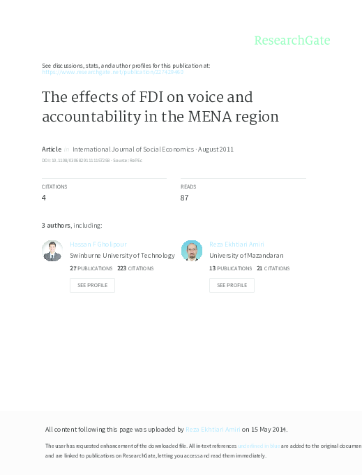 (PDF) The effects of FDI on voice and accountability in the MENA region