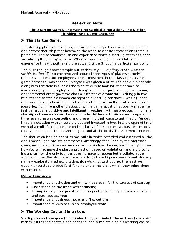 (DOC) Reflection Note