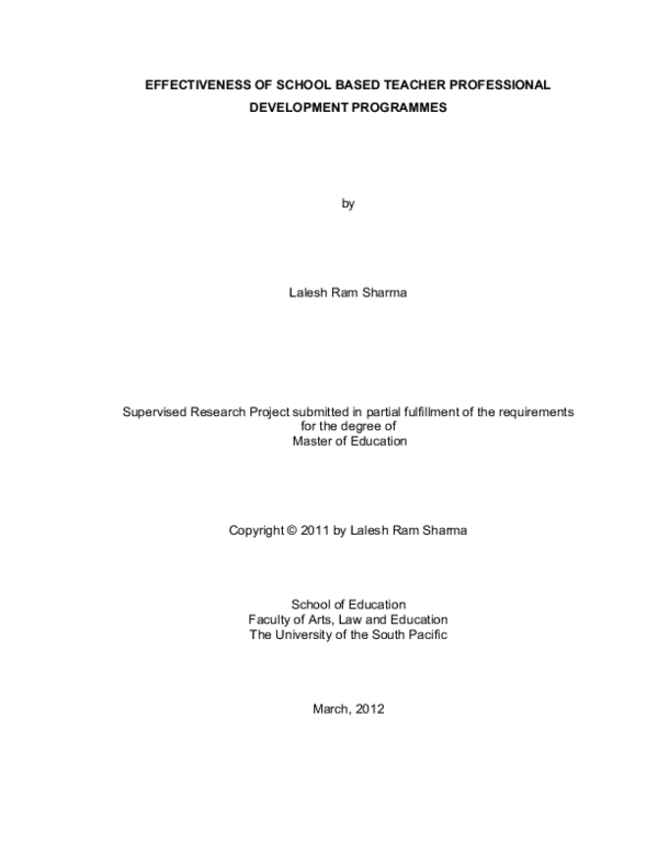 (PDF) EFFECTIVENESS OF SCHOOL BASED TEACHER PROFESSIONAL DEVELOPMENT ...