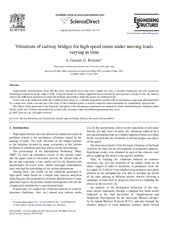 (PDF) Vibrations of railway bridges for high speed trains under moving ...