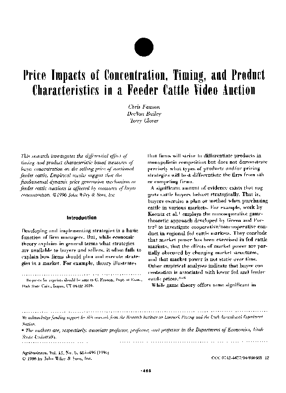 Pdf Price Impacts Of Concentration Timing And Product