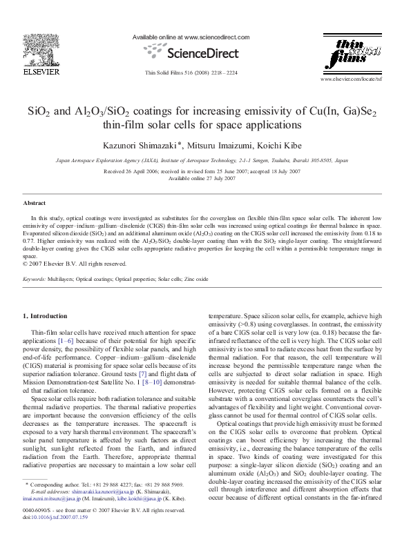(PDF) SiO2 and Al2O3/SiO2 coatings for increasing emissivity of Cu(In ...
