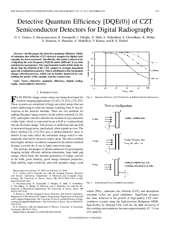 (PDF) Detective Quantum Efficiency [DQE(0)] of CZT Semiconductor ...